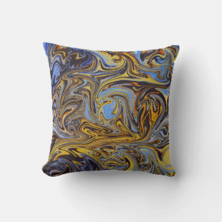 Marble Forms – Blue & Gold Decorative Pillow