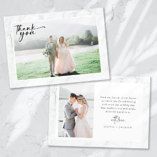 Marble Frame Photo Wedding Thank You Card