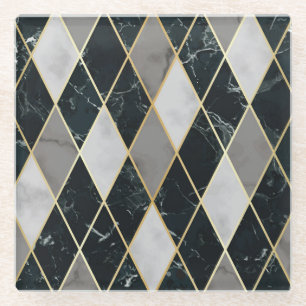 Marble Geometric: Gold Lines Luxury Glass Coaster