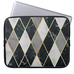 Marble Geometric: Gold Lines Luxury Laptop Sleeve