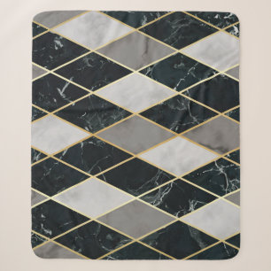 Marble Geometric: Gold Lines Luxury Sherpa Blanket