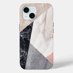 Marble Geometry Print iPhone 15 Case