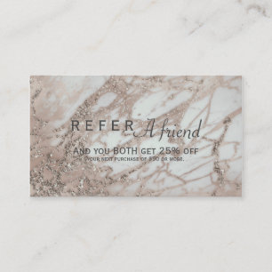 Marble Glam Rose Pink Gold Silver Salon Referral Card