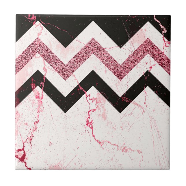 Marble & Glitter Chevron Tile (Front)