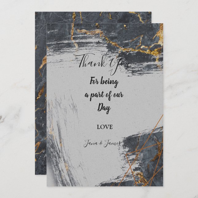 Marble Glitter Geometric thank you Invitation (Front/Back)