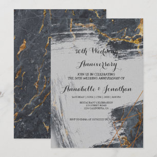 Marble Glitter Geometric Wedding Anniversary Invitation