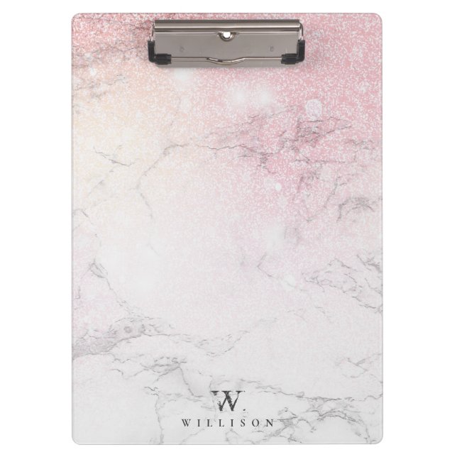 Marble Glitter Luxury monogram Clipboard (Front)