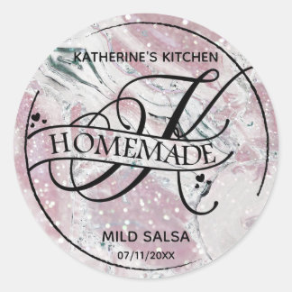 Marble Glitter Monogram K Homemade Product Labels