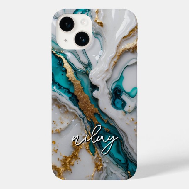 Marble Glitter Monogrammed Case- Mate iPhone Case (Back)