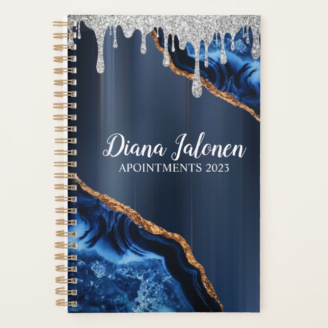 Marble Glitter Pink Silver 2023 Planner (Front)
