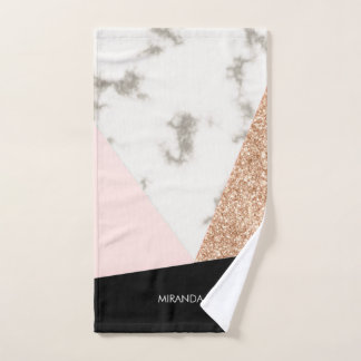 Marble Glitter Rose Mosaic Bath Towel Set