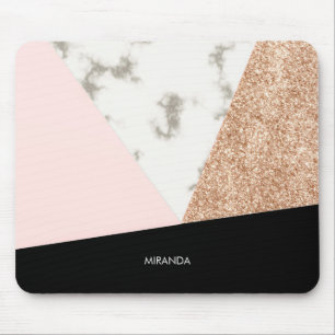 Marble Glitter Rose Mosaic Mouse Pad