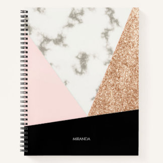 Marble Glitter Rose Mosaic Notebook