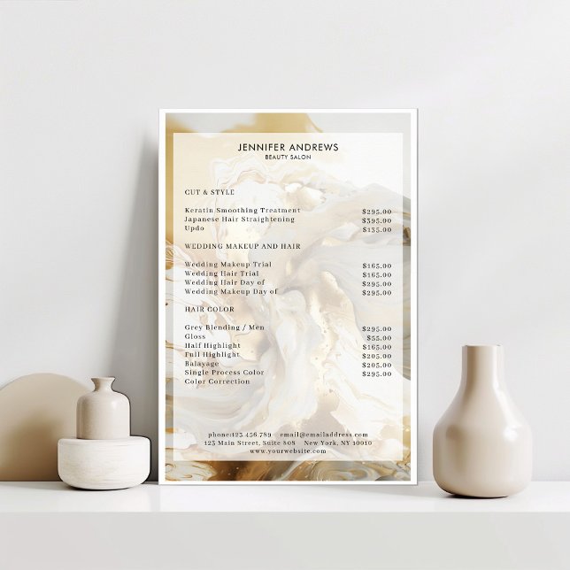 Marble Glitter Salon Price List Poster (Creator Uploaded)