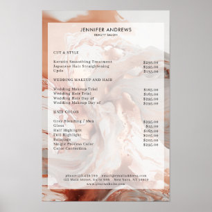 Marble Glitter Salon Price List Poster