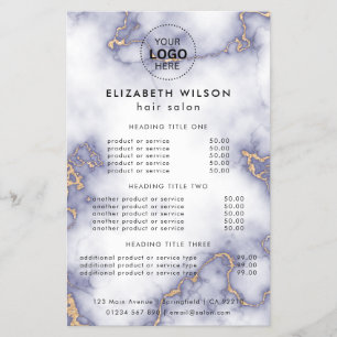 Marble Glitter   Simple Salon Service Menu Flyer