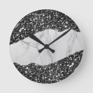 Marble Glitter Spiral Notebook Round Clock