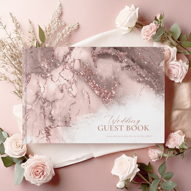 Marble Glitter Wedding Rose Gold ID644 Guest Book (Creator Uploaded)