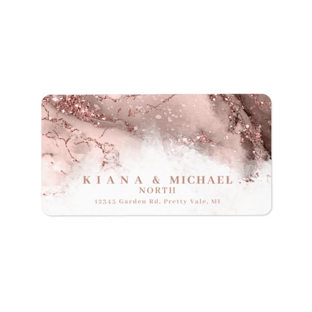 Marble Glitter Wedding Rose Gold ID644 Label (Front)