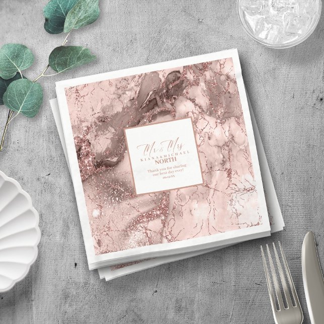 Marble Glitter Wedding Rose Gold V2 ID644 Napkin (Creator Uploaded)