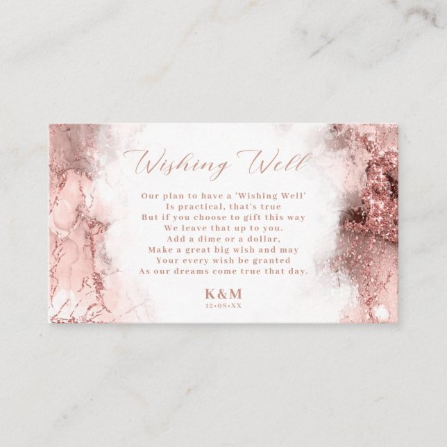 Marble Glitter Wishing Well V1 Rose Gold ID644 Enclosure Card (Front)