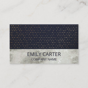 Marble   Gold Dot Pattern   Luxury Dark Blue Business Card