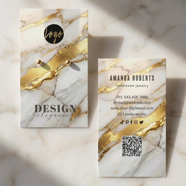 Marble Gold Earrings Display Card | Elegant (#earringsdisplaycard #jewelrypackaging #luxuryjewelry #marbleandgold #jewelrybranding #earringholder)
