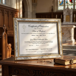 Marble & Gold Elder Certificate of Ordination