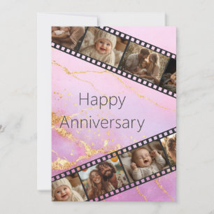 Marble & Gold Film Strip Photo Anniversary Card