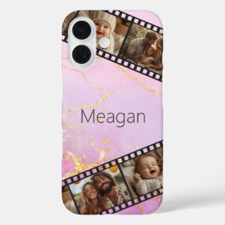 Marble & Gold Film Strip Photo iPhone 16 Case
