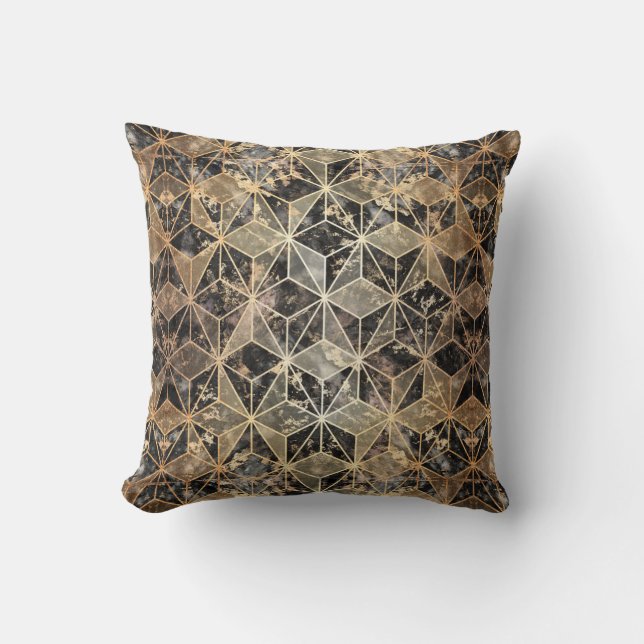 Marble & Gold Geometric Pattern Cushion (Front)
