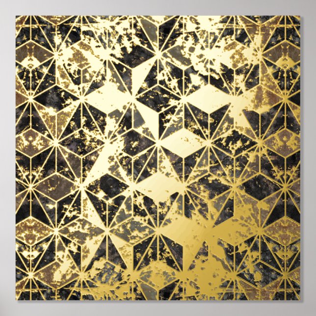 Marble & Gold Geometric Pattern Foil Prints (Front)