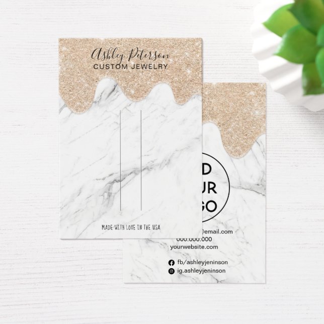 Marble gold glitter drip jewelry hair clip display (Desk)