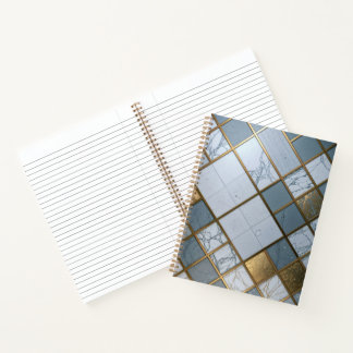 Marble Gold Grid Luxury Geometry Deluxe Notebook