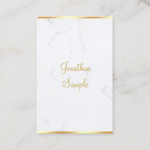 Marble Gold Handwritten Script Elegant Modern Business Card