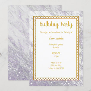 MARBLE GOLD LILAC SPOT BIRTHDAY  INVITATION