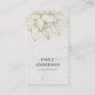 MARBLE GOLD LOTUS SIMPLE REIKI SPIRITUAL HEALER BUSINESS CARD