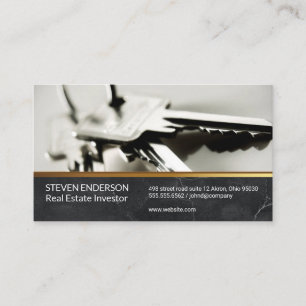 Marble   Gold Metallic Trim   Keys Business Card
