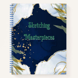 Marble & Gold on Midnight Blue  Notebook
