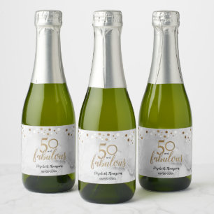 Marble Gold Personalised 50 and Fabulous Sparkling Wine Label