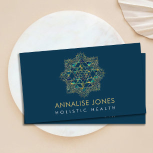 Marble & Gold  Sri Yantra  / Sri Chakra in Lotus Business Card
