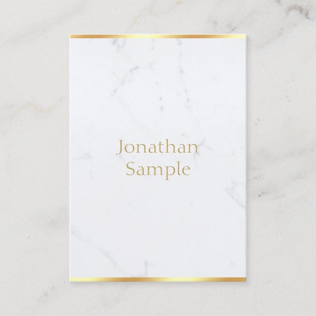Marble Gold Text Template Trendy Modern Elegant Business Card (Front)