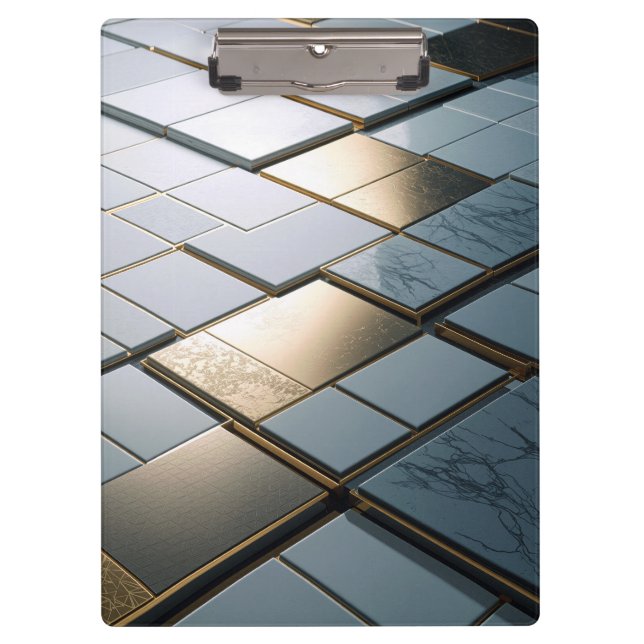 Marble Gold Tiles Luxury Geometry Clipboard (Front)