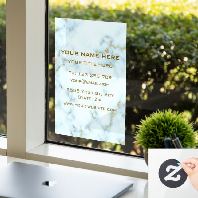 Marble Gold Your Business Window Clings Template (Office)