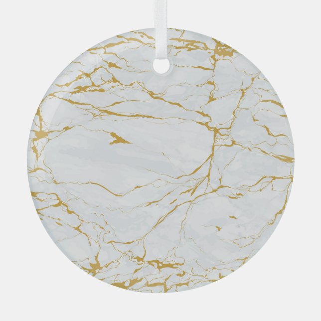 Marble Golden Texture Seamless Pattern Glass Tree Decoration (Front)
