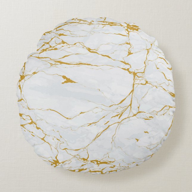Marble Golden Texture Seamless Pattern Round Cushion (Front)