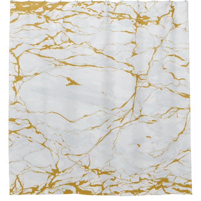 Marble Golden Texture Seamless Pattern Shower Curtain (Front)