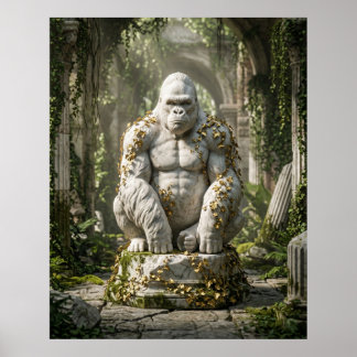 Marble Gorilla Ivy Ruins Poster