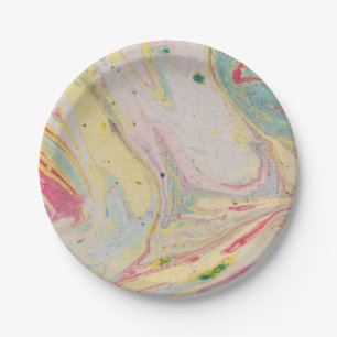 Marble Granite Texture Colorful Paper Plate