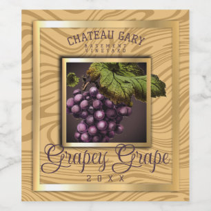 Marble grapes faux gold red wine personalized label